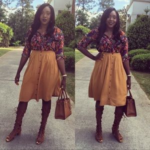 Gold button down skirt